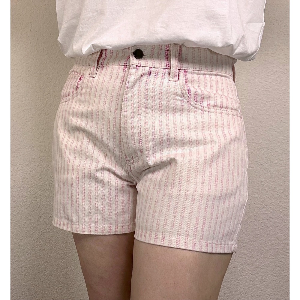 Faherty Topsail Pink Railroad Stripe Denim Shorts NWT Size 27 High Rise Cotton